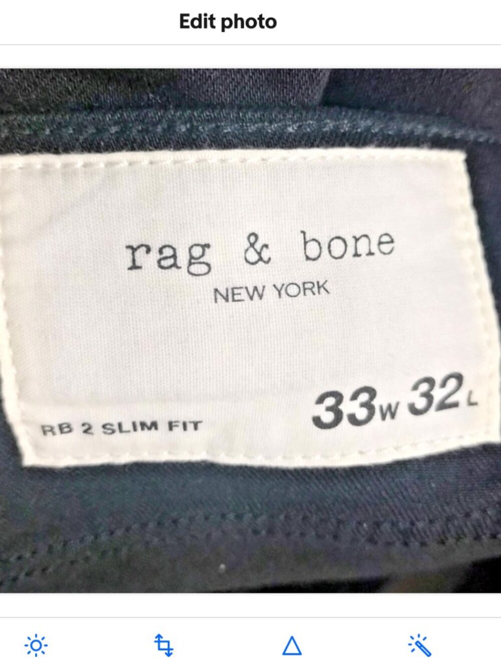 NWT rag & bone Men's RB 2 Slim Fit Black Denim Jeans 33 W 32 L - Picture 7 of 10